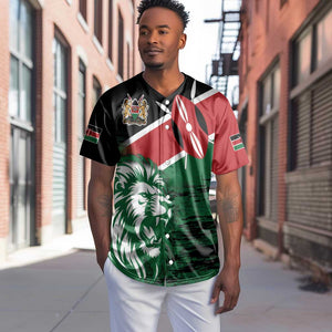 Afro Kenya Lion Head Baseball Jersey Flag Style