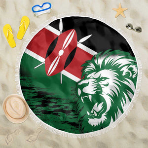 Afro Kenya Lion Head Beach Blanket Flag Style