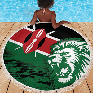 Afro Kenya Lion Head Beach Blanket Flag Style