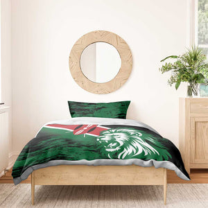 Afro Kenya Lion Head Bedding Set Flag Style