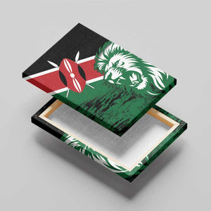 Afro Kenya Lion Head Canvas Wall Art Flag Style