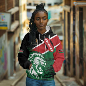 Afro Kenya Lion Head Hoodie Flag Style