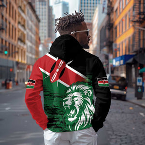 Afro Kenya Lion Head Hoodie Flag Style