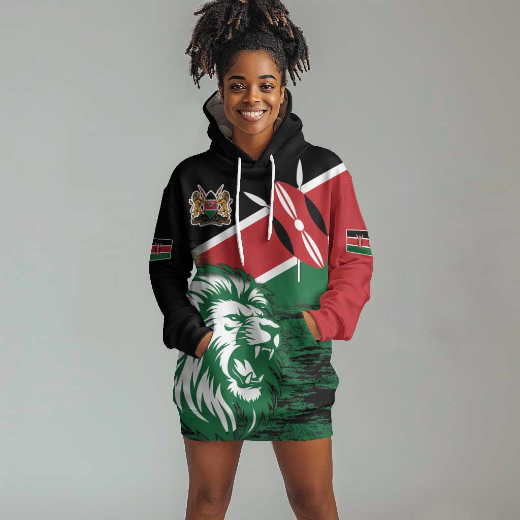 Afro Kenya Lion Head Hoodie Dress Flag Style