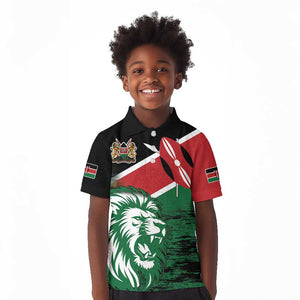 Afro Kenya Lion Head Kid Polo Shirt Flag Style