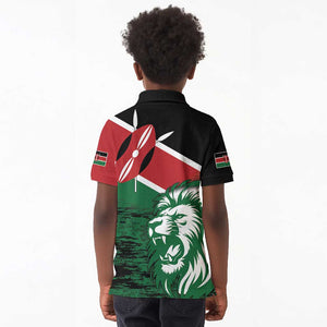 Afro Kenya Lion Head Kid Polo Shirt Flag Style