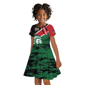 Afro Kenya Lion Head Kid Short Sleeve Dress Flag Style