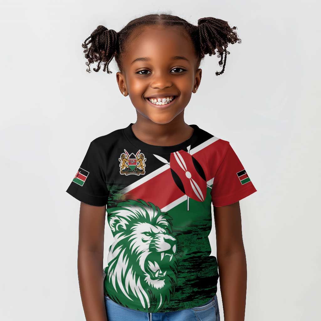 Afro Kenya Lion Head Kid T shirt Flag Style