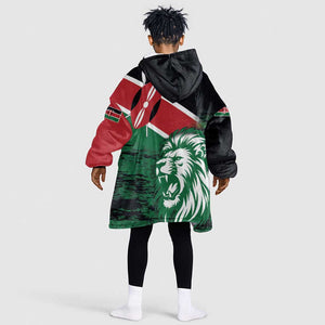 Afro Kenya Lion Head KId Wearable Blanket Hoodie Flag Style