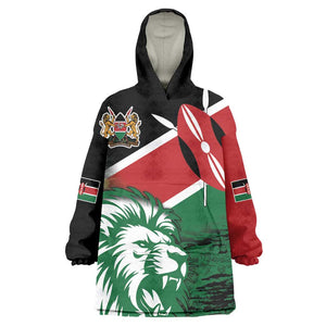 Afro Kenya Lion Head KId Wearable Blanket Hoodie Flag Style