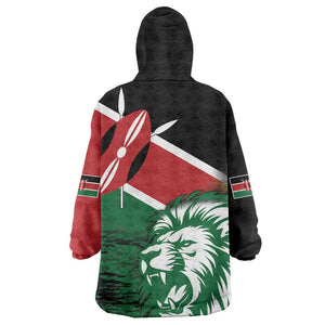 Afro Kenya Lion Head KId Wearable Blanket Hoodie Flag Style