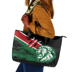 Afro Kenya Lion Head Leather Tote Bag Flag Style