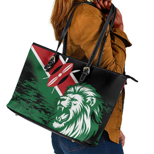 Afro Kenya Lion Head Leather Tote Bag Flag Style