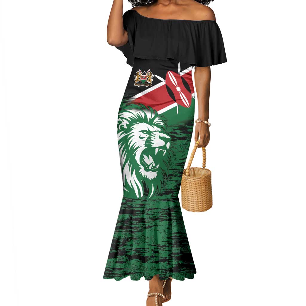 Afro Kenya Lion Head Mermaid Dress Flag Style