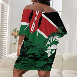 Afro Kenya Lion Head Off Shoulder Short Dress Flag Style LT18