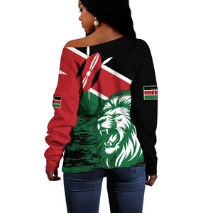 Afro Kenya Lion Head Off Shoulder Sweater Flag Style