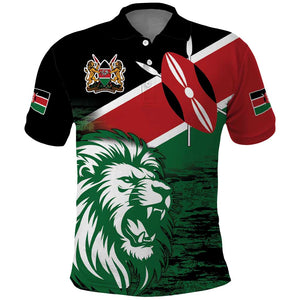 Afro Kenya Lion Head Polo Shirt Flag Style