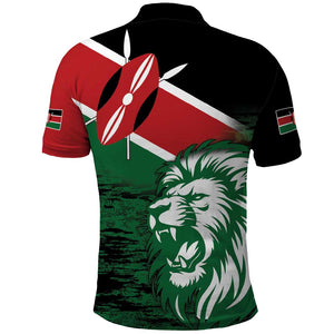 Afro Kenya Lion Head Polo Shirt Flag Style