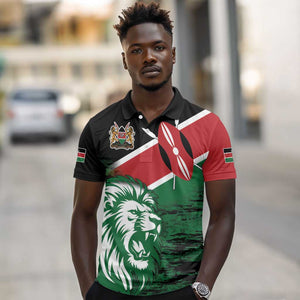 Afro Kenya Lion Head Polo Shirt Flag Style