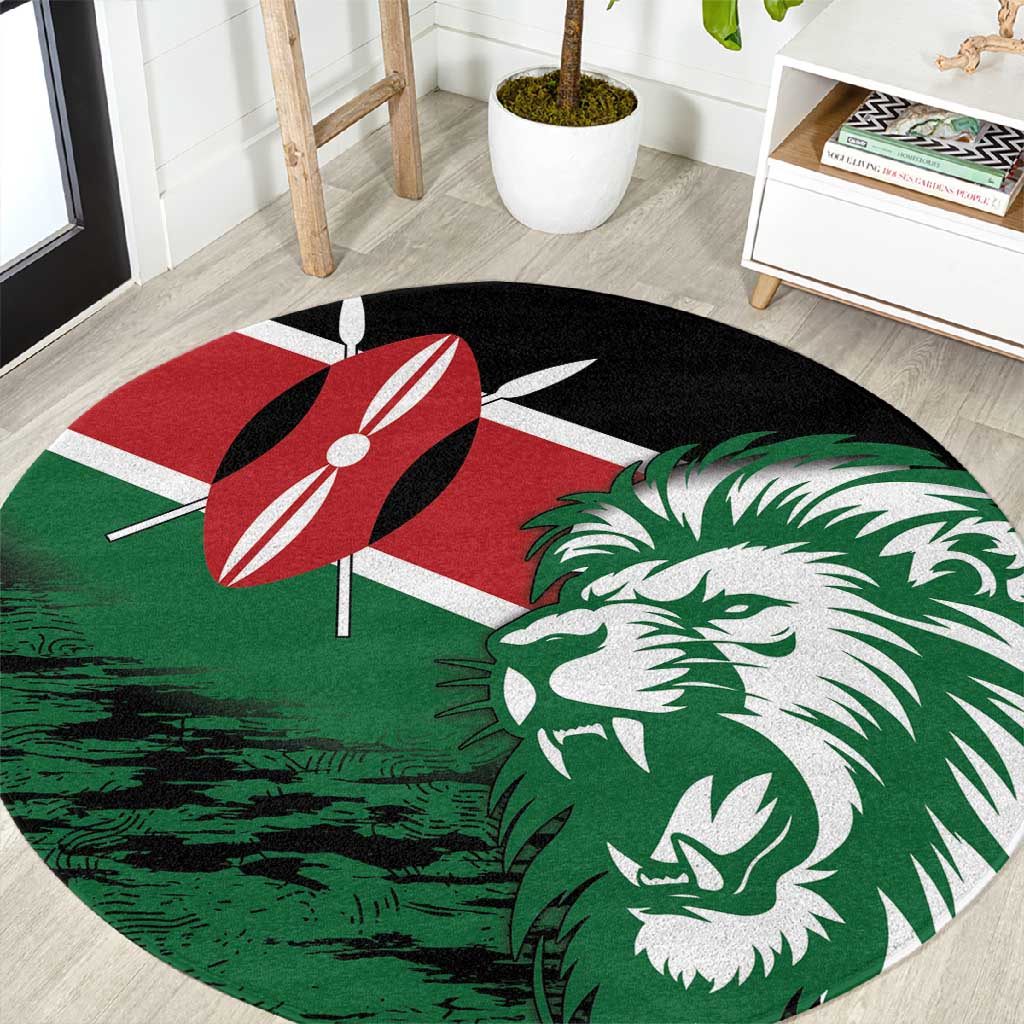 Afro Kenya Lion Head Round Carpet Flag Style