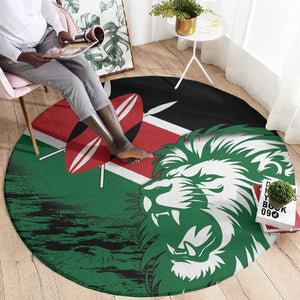 Afro Kenya Lion Head Round Carpet Flag Style