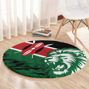 Afro Kenya Lion Head Round Carpet Flag Style