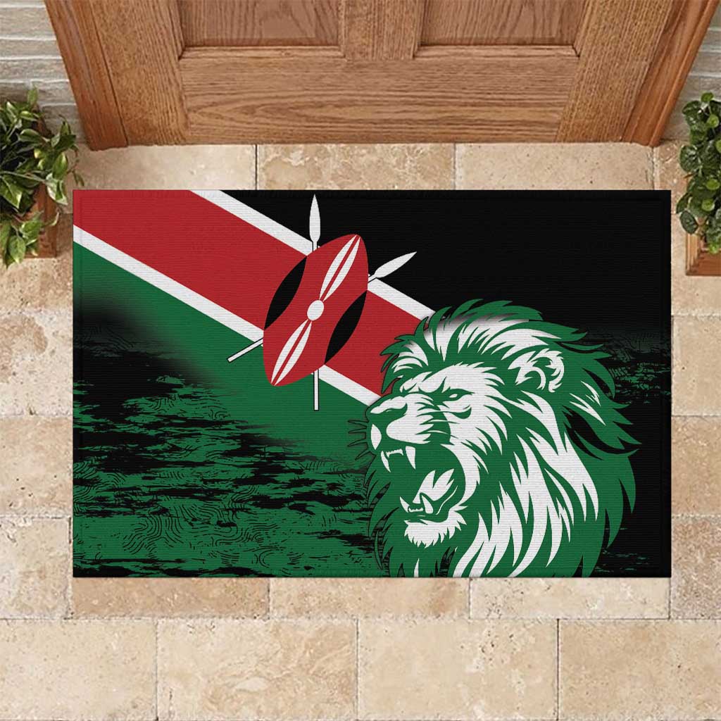 Afro Kenya Lion Head Rubber Doormat Flag Style