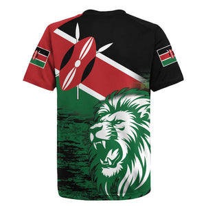 Afro Kenya Lion Head Rugby Jersey Flag Style