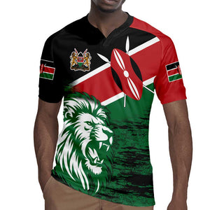 Afro Kenya Lion Head Rugby Jersey Flag Style