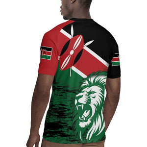 Afro Kenya Lion Head Rugby Jersey Flag Style