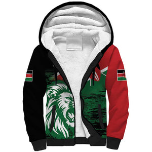 Afro Kenya Lion Head Sherpa Hoodie Flag Style