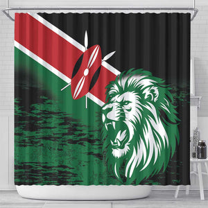 Afro Kenya Lion Head Shower Curtain Flag Style