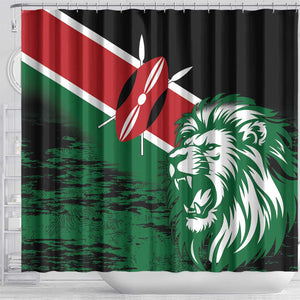 Afro Kenya Lion Head Shower Curtain Flag Style