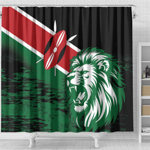 Afro Kenya Lion Head Shower Curtain Flag Style