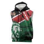 Afro Kenya Lion Head Sleeveless Zip Hoodie Flag Style - African Pride