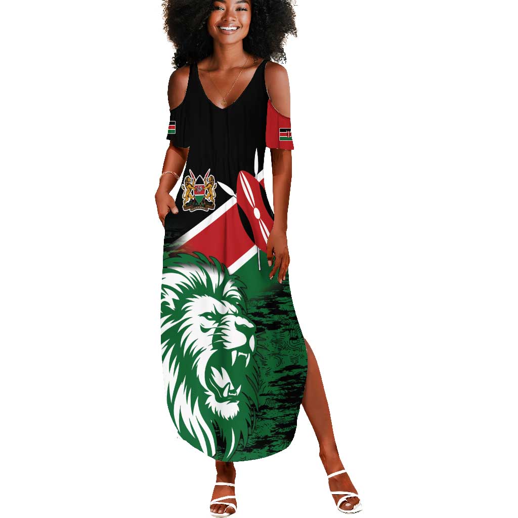 Afro Kenya Lion Head Summer Maxi Dress Flag Style