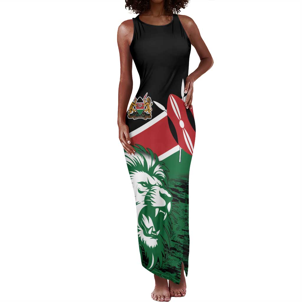 Afro Kenya Lion Head Tank Maxi Dress Flag Style