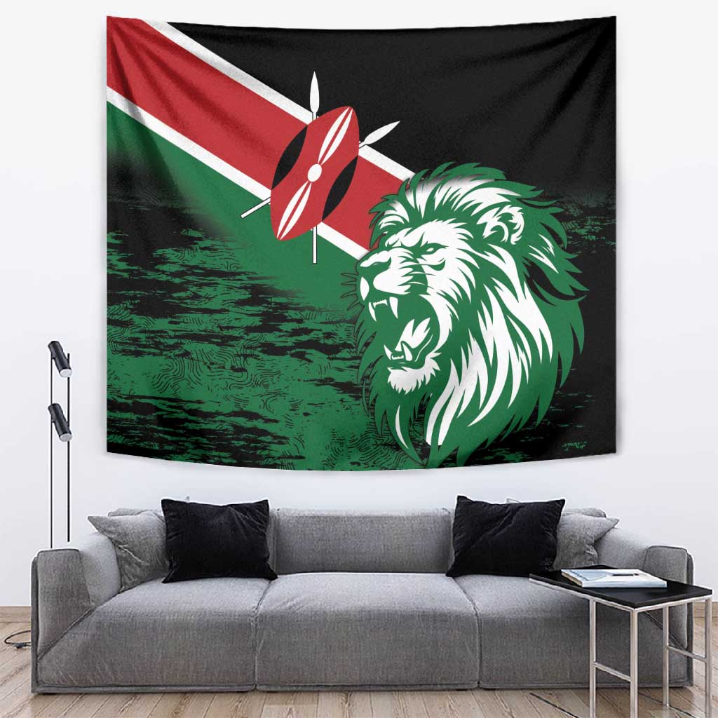 Afro Kenya Lion Head Tapestry Flag Style