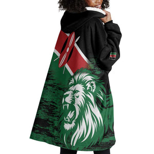 Afro Kenya Lion Head Wearable Blanket Hoodie Flag Style