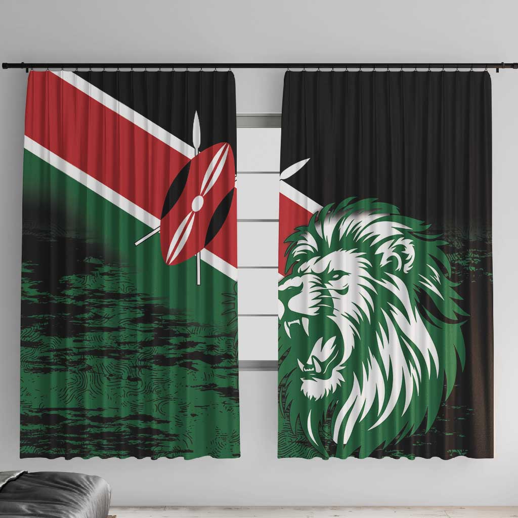 Afro Kenya Lion Head Window Curtain Flag Style