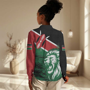 Afro Kenya Lion Head Women Casual Shirt Flag Style