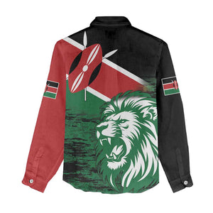 Afro Kenya Lion Head Women Casual Shirt Flag Style