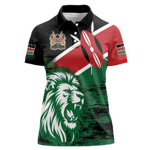 Afro Kenya Lion Head Women Polo Shirt Flag Style