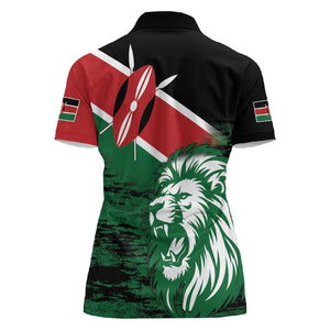 Afro Kenya Lion Head Women Polo Shirt Flag Style