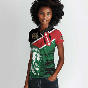 Afro Kenya Lion Head Women Polo Shirt Flag Style