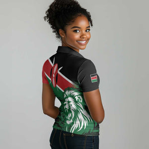 Afro Kenya Lion Head Women Polo Shirt Flag Style