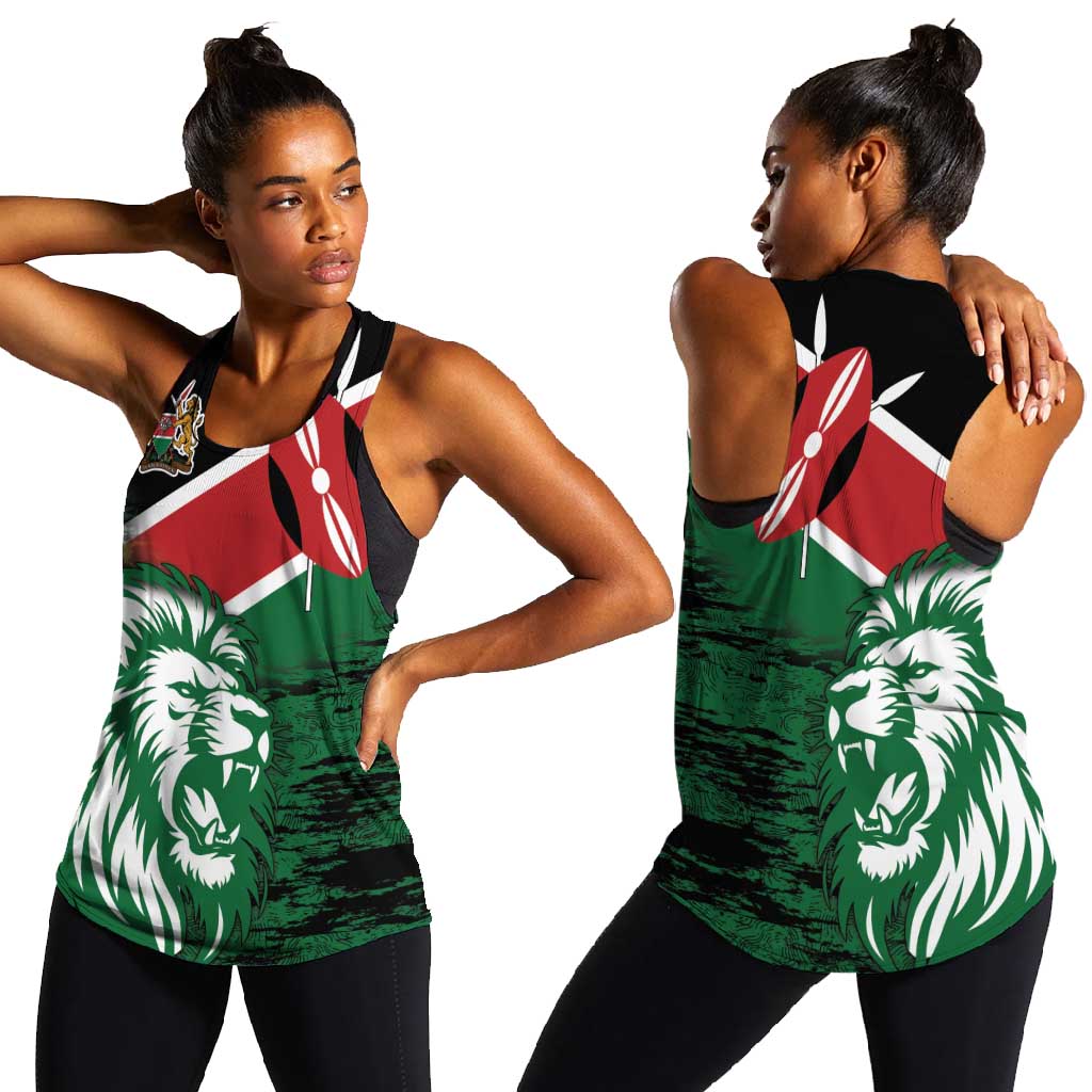 Afro Kenya Lion Head Women Racerback Tank Flag Style