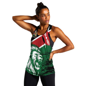 Afro Kenya Lion Head Women Racerback Tank Flag Style