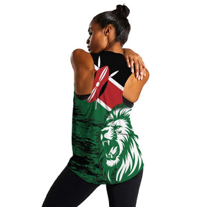 Afro Kenya Lion Head Women Racerback Tank Flag Style