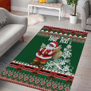 Personalized Afro Kenya Christmas Area Rug African Santa -  Folk Pattern